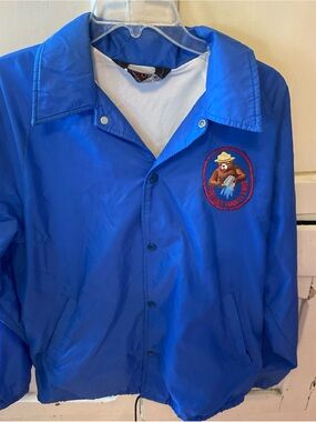 Men's Royal Blue Lightweight Coach Jacket with Embroidered Patch